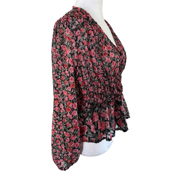 Desigual Hamburgo Floral Chiffon Top | Smocked Waist | M - Picture 7 of 14